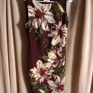Calvin Klein Burgundy Floral Midi Dress